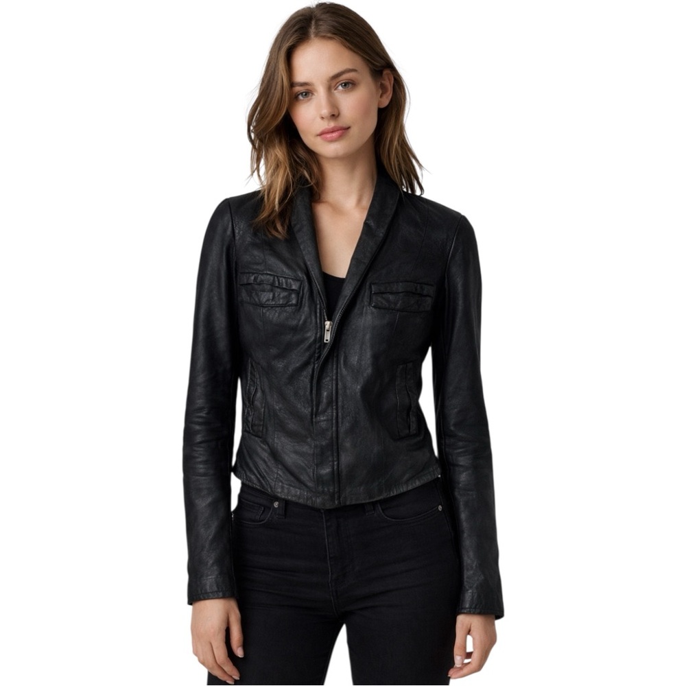 Rick Owens Lamb Leather Fitted Cropped Jacket | 6